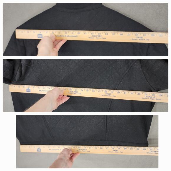 ASOS Quilted Moto Jacket 14 Women Black Bomber Wool Faux Leather Trim Biker READ - Picture 5 of 15